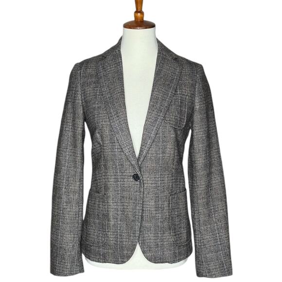 Maison Scotch Tailored Blazer Single Button Wool Blend Academia Plaid Size Small - Picture 1 of 9